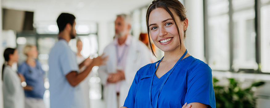 Successful doctors and nurses at doctors office